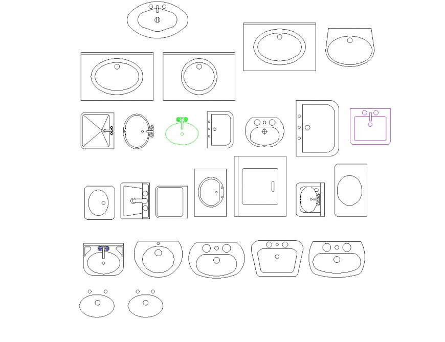 Plumbing sanitary sink plan autocad file - Cadbull