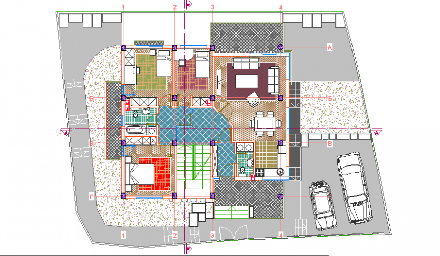 Presentation Layout Plan Of Single House Design Drawing Cadbull