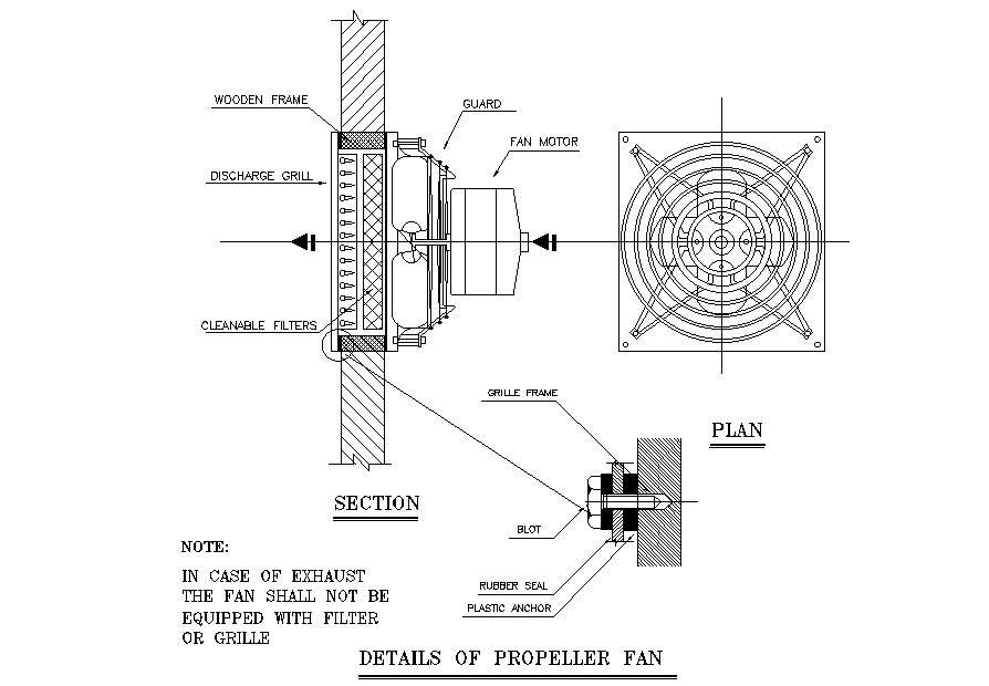 Propeller fan detail elevation 2d view layout file  Cadbull