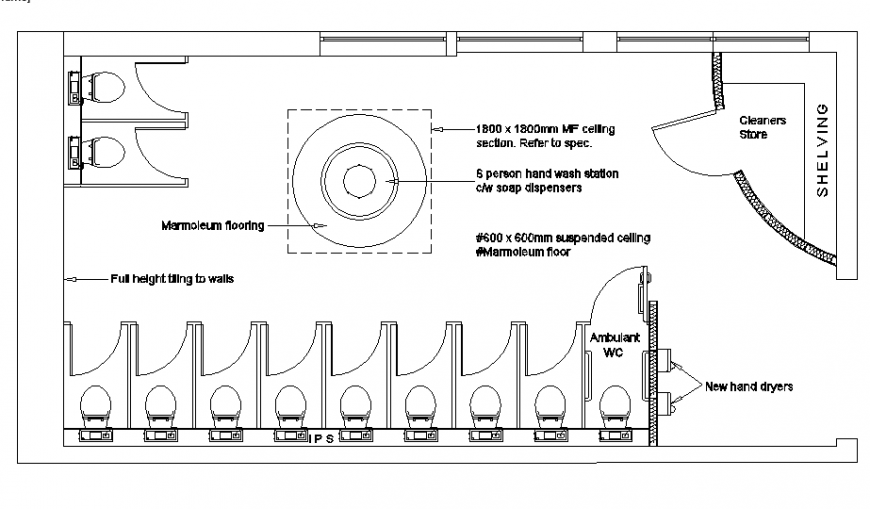 Public toilet refurbishment design dwg file - Cadbull