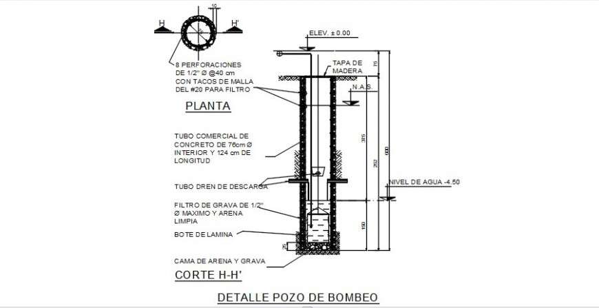 Pumping Wall Section, Plan And Plumbing Construction Details Dwg File 27062019045158 