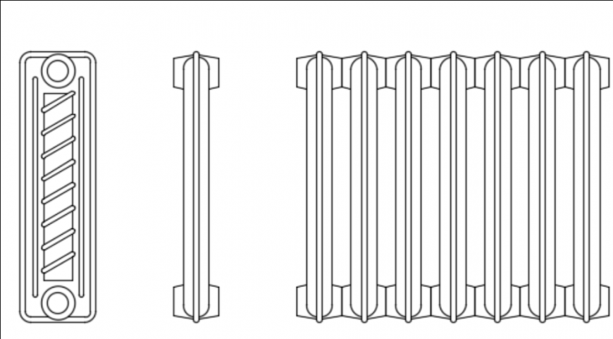 Чертеж биметаллического радиатора dwg