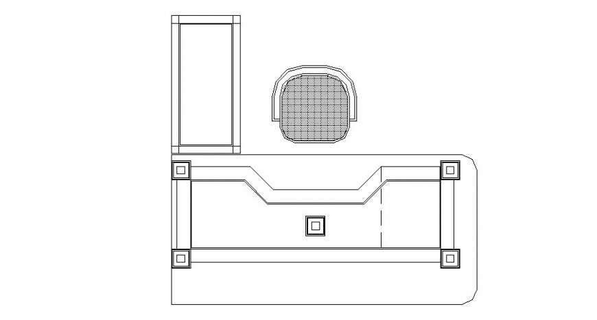 Reception Table Top View Elevation Block Cad Drawing Details Dwg File