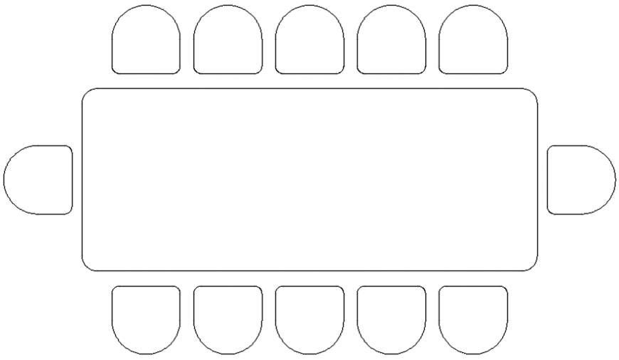 Rectangular dining table plan in block of AutoCAD Cadbull