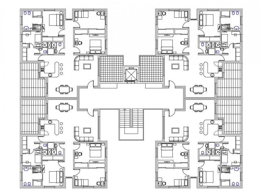 Residential apartment housing building layout plan cad drawing details ...