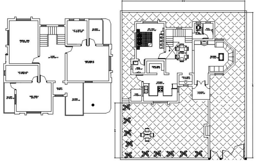 Residential bungalow  ground and first floor  plan  cad  