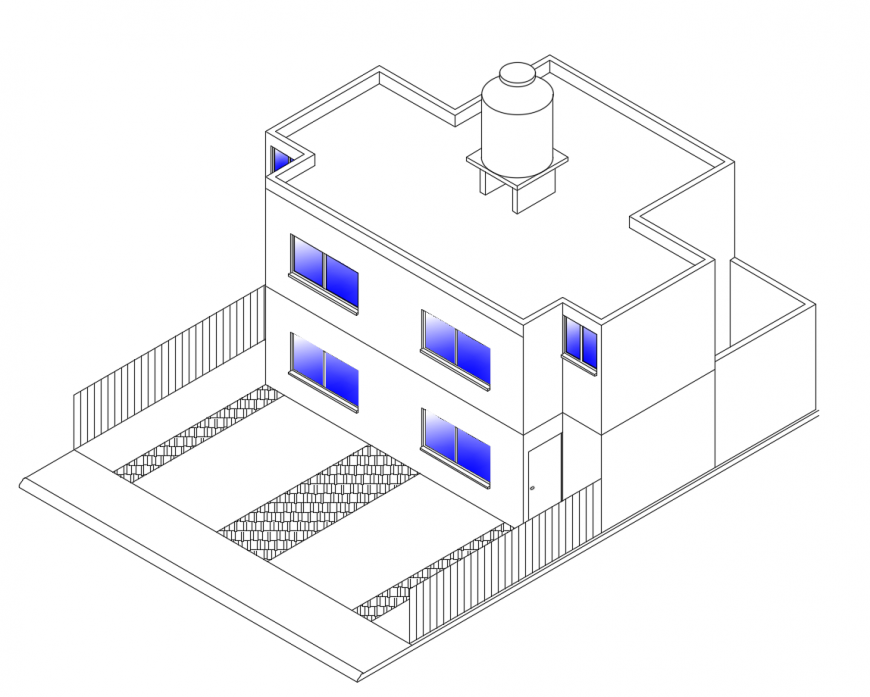 Residential duplex house isometric elevation cad drawing details dwg file   Cadbull