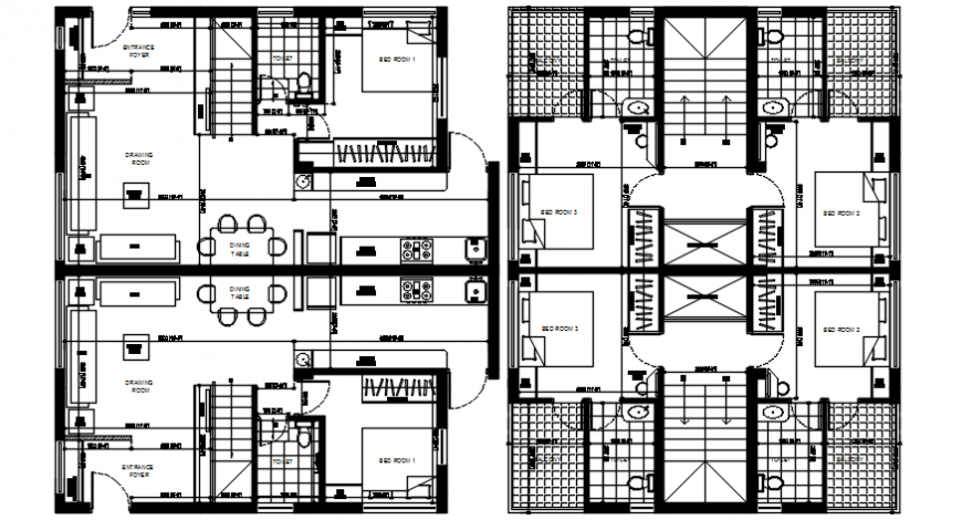 Residential house floor layout plan with furniture cad drawing details