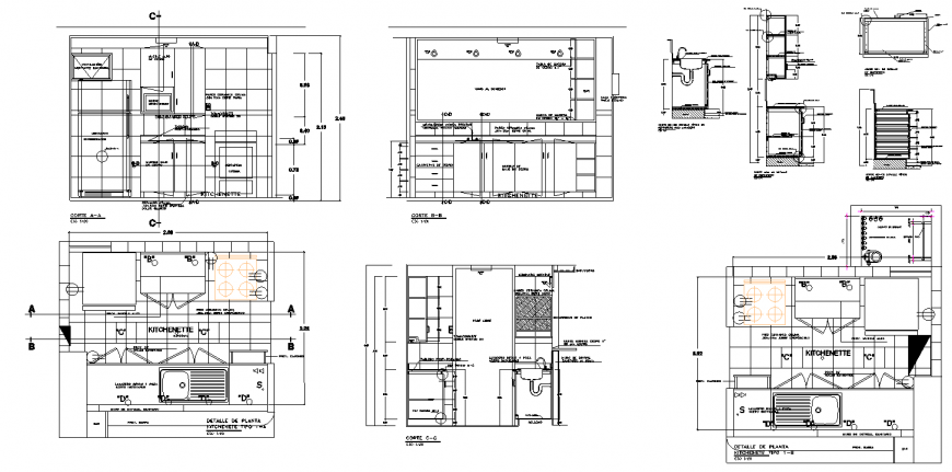 Residential kitchen detail drawing in dwg AutoCAD file. - Cadbull