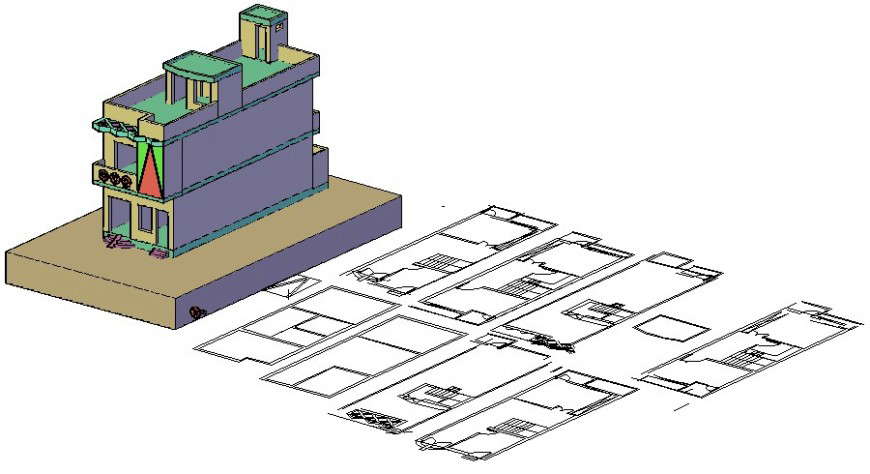 Residential two story house 3d model drawings autocad file - Cadbull