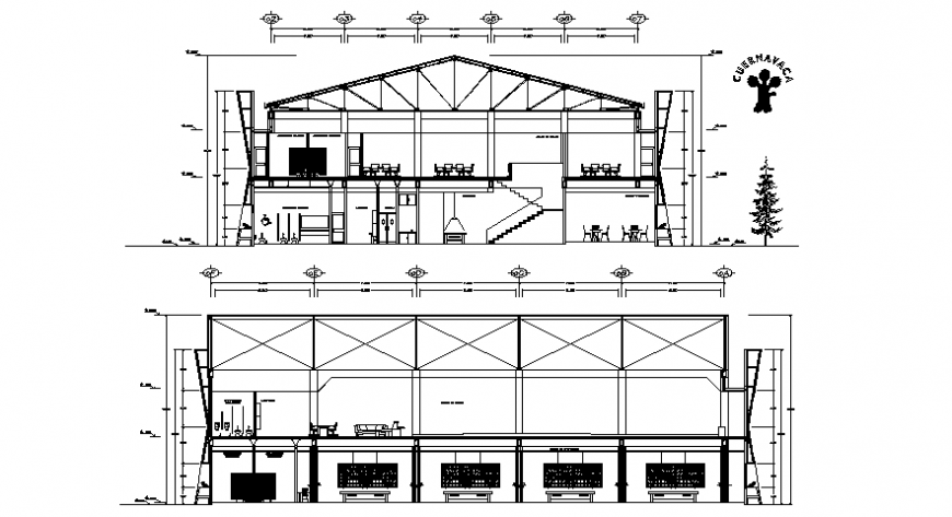 restaurant interior sectional detail - Cadbull