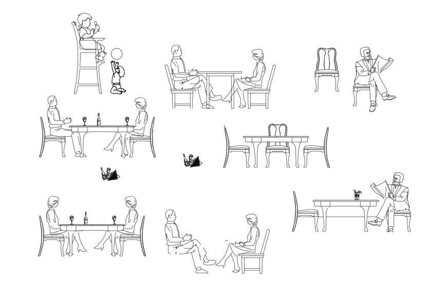 Restaurant People And Furniture Elevation Blocks Cad Drawing Details Dwg File 26012019050226 