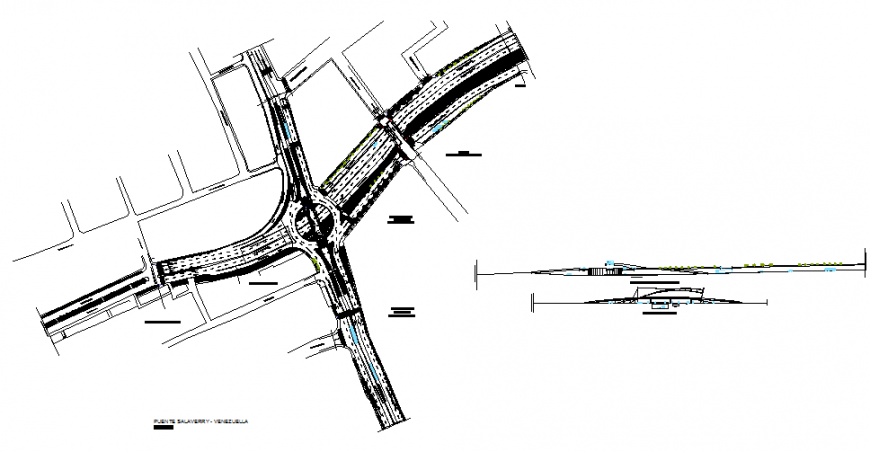 Road interchange plan autocad file - Cadbull