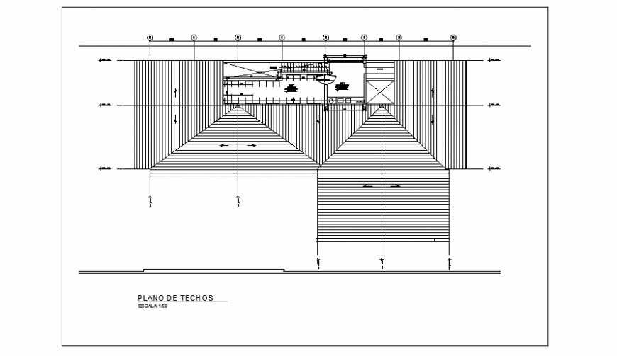 Roof top layout of modern house project design drawing - Cadbull