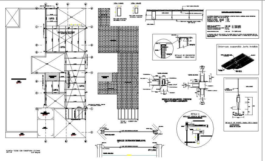 Roofing structure detail 2d view CAD construction unit layout file in