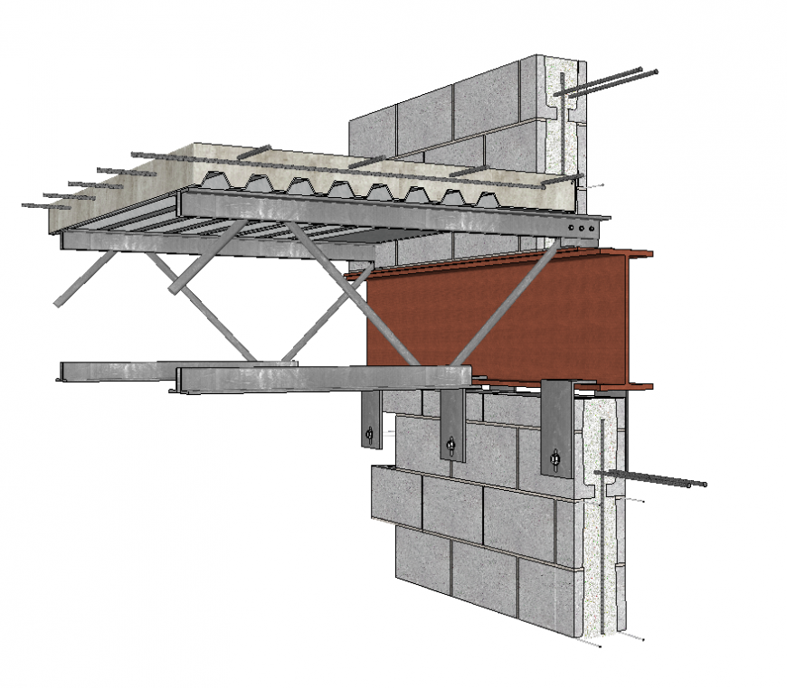 100 detail. Structural Steel connections 3d. Wall detailing 3d Section. Section structure. 3d Wall Section view.