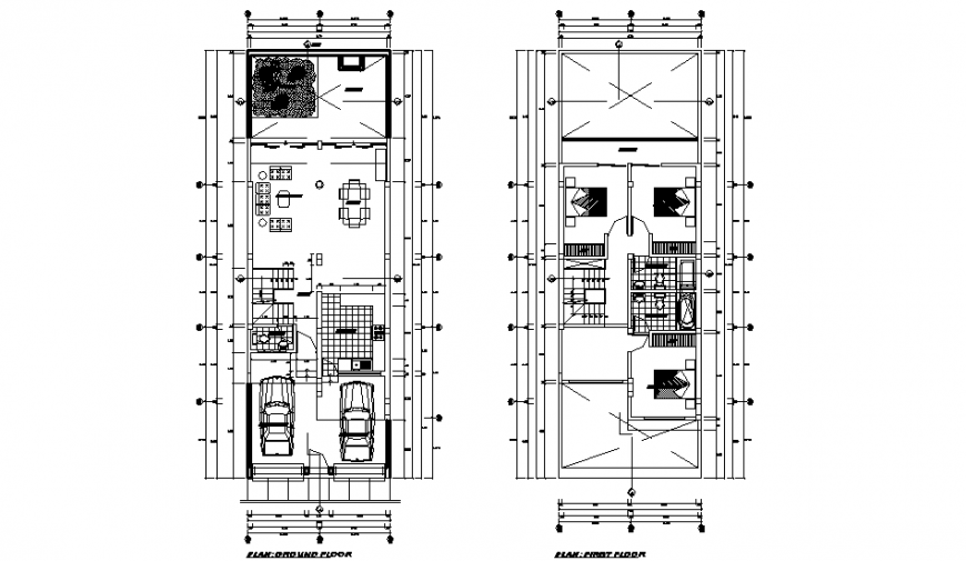 Row house plan dwg file - Cadbull