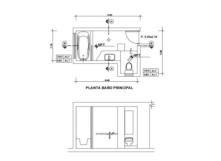 Sanitary Bathroom Plan And Section Detail D View Layout File In Dwg