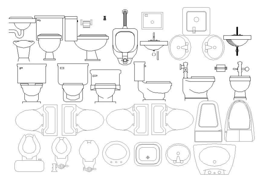 sanitary ware blocks dwg file - Cadbull