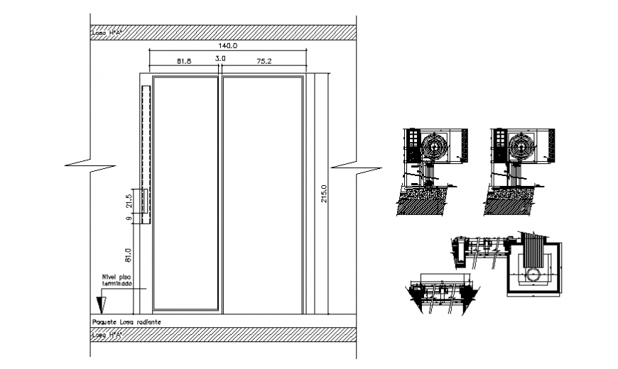 Scrolling blinds detail plan and section autocad file - Cadbull