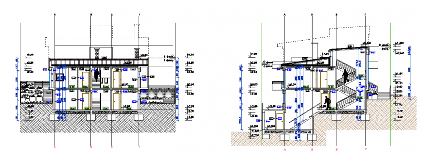 Section layout plan of Single house design drawing - Cadbull
