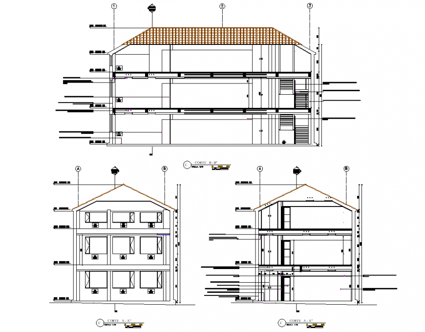 Section of hostel plan layout file - Cadbull