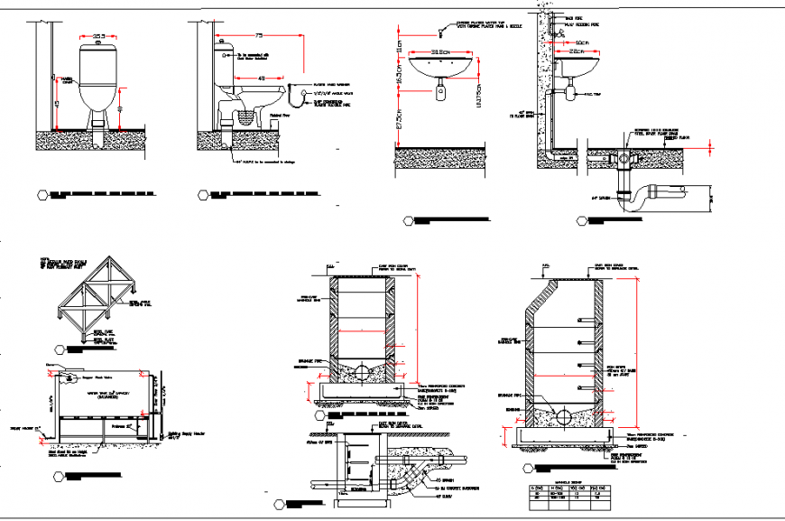 Section plumbing design detail plan detail dwg file - Cadbull