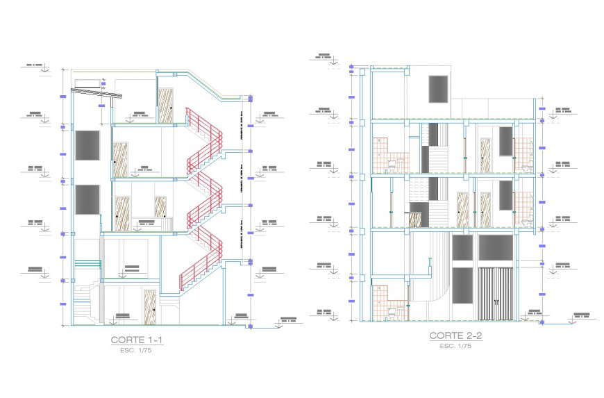 Section trade accommodation plan autocad file - Cadbull