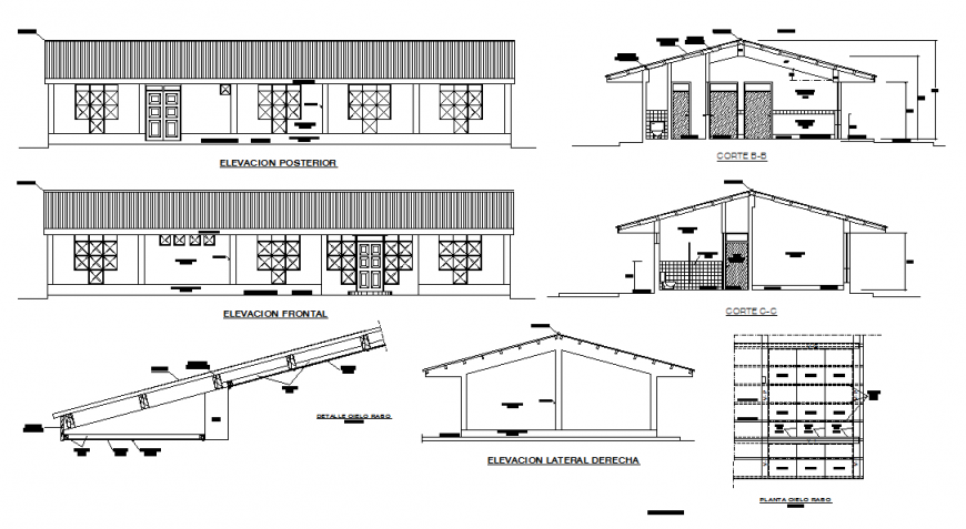 Sectional elevation of a building dwg file - Cadbull