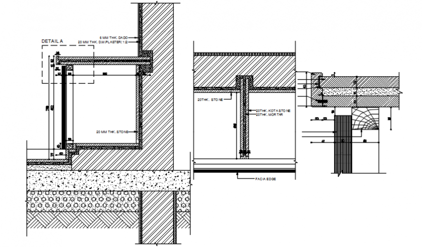 Sectional wall inner detail file - Cadbull