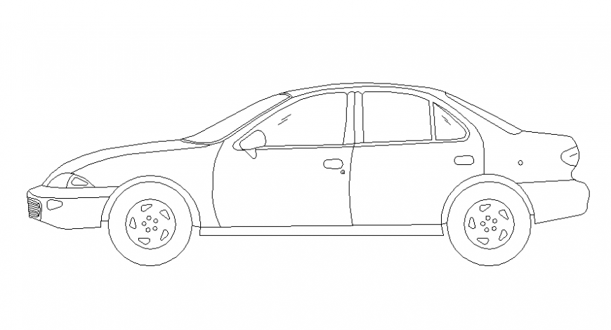 Sedan model side view designing - Cadbull