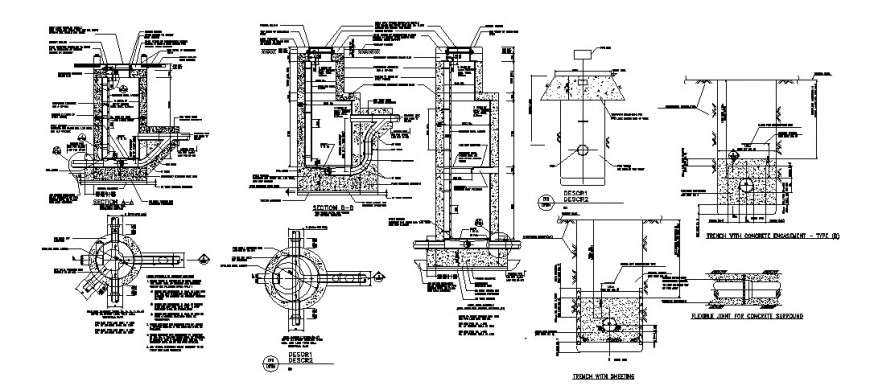 Sewer Under Ground Construction And Plumbing Structure Cad Drawing Details Dwg File Cadbull