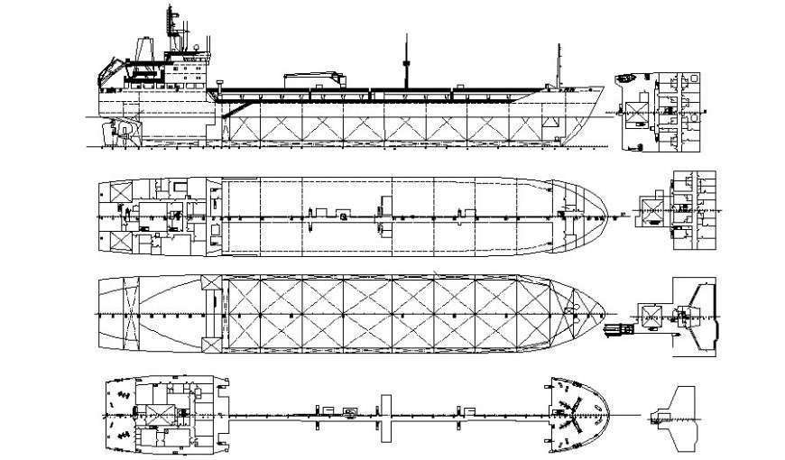 ship yacht details drawings 2d view elevation in autocad