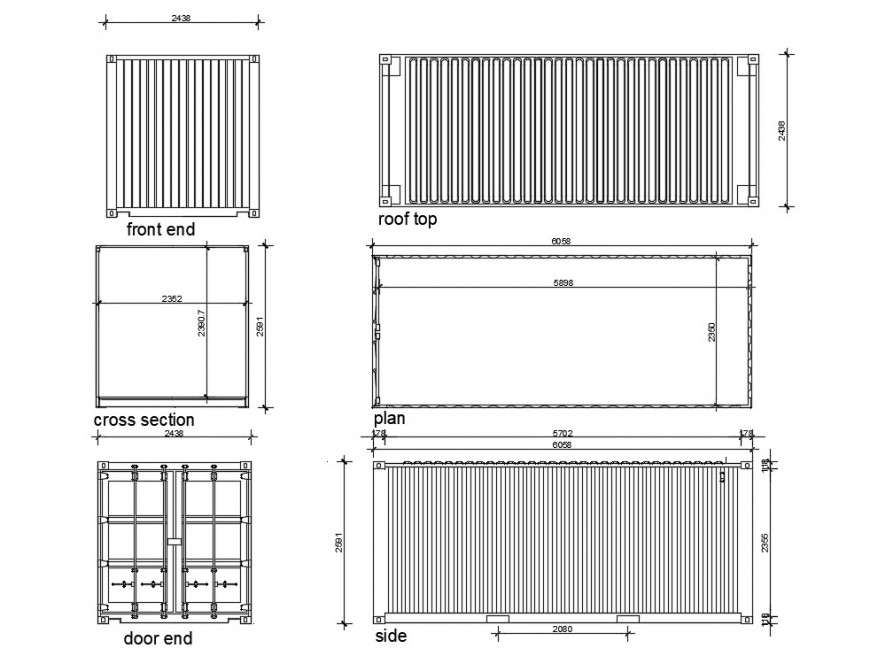 Shipping container detailed architecture project dwg file - Cadbull