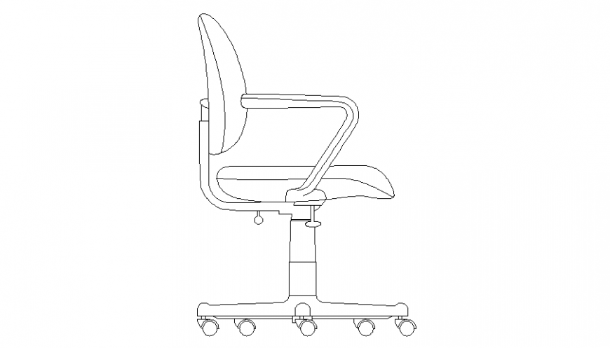 Side Elevation Of Revolving Office Chair Cad Block Details Dwg File