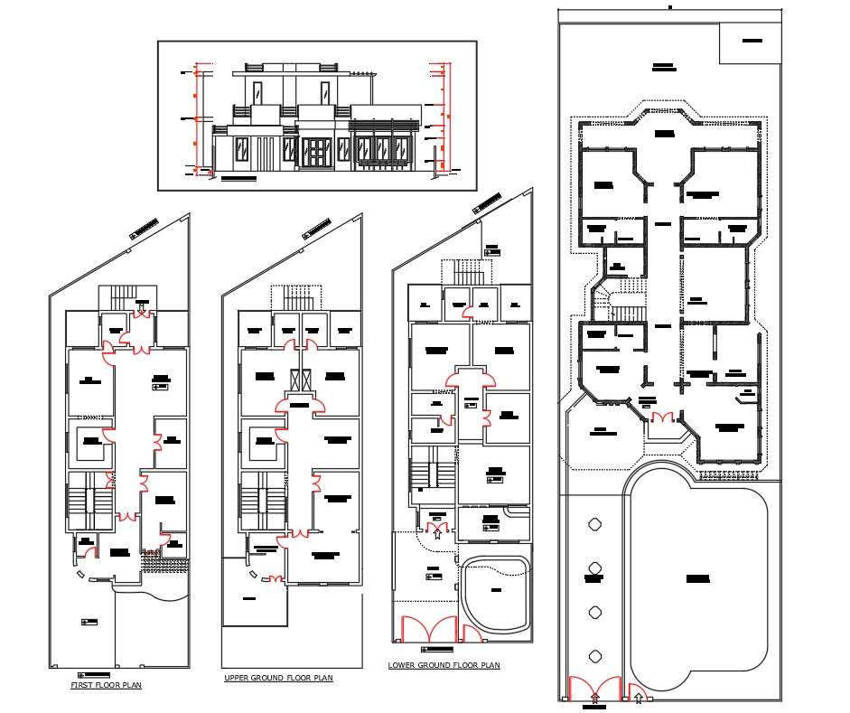 simple house Floor plan and Elevation for design with DWG