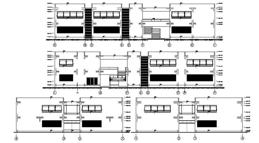 Simple house all sided elevation with dimensions drawing ...