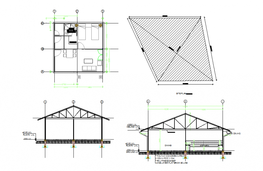 Simple House Design in autocad drawing - Cadbull