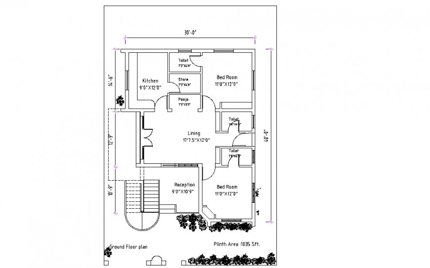 Simple House Lay out Plan Detail Cadbull