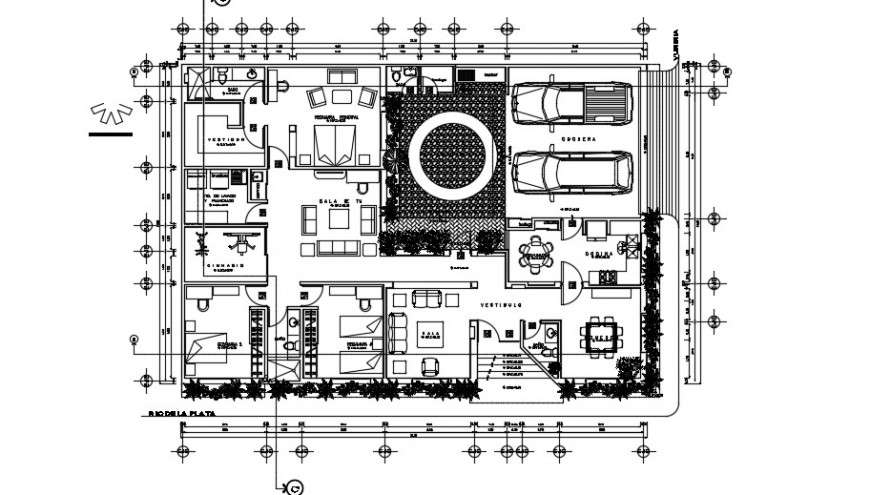 Single story residence layout plan dwg file - Cadbull