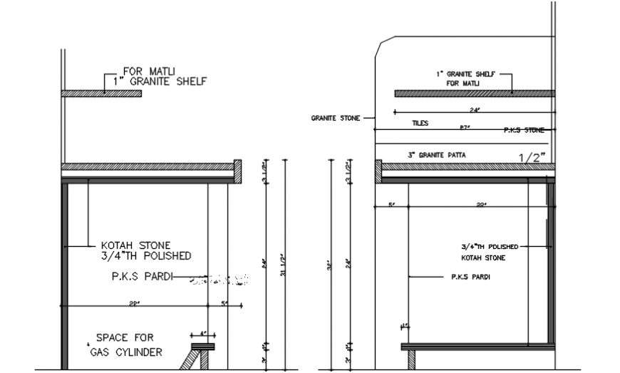 Sink Of Kitchen Section And Installation Cad Drawing Details Dwg File Cadbull