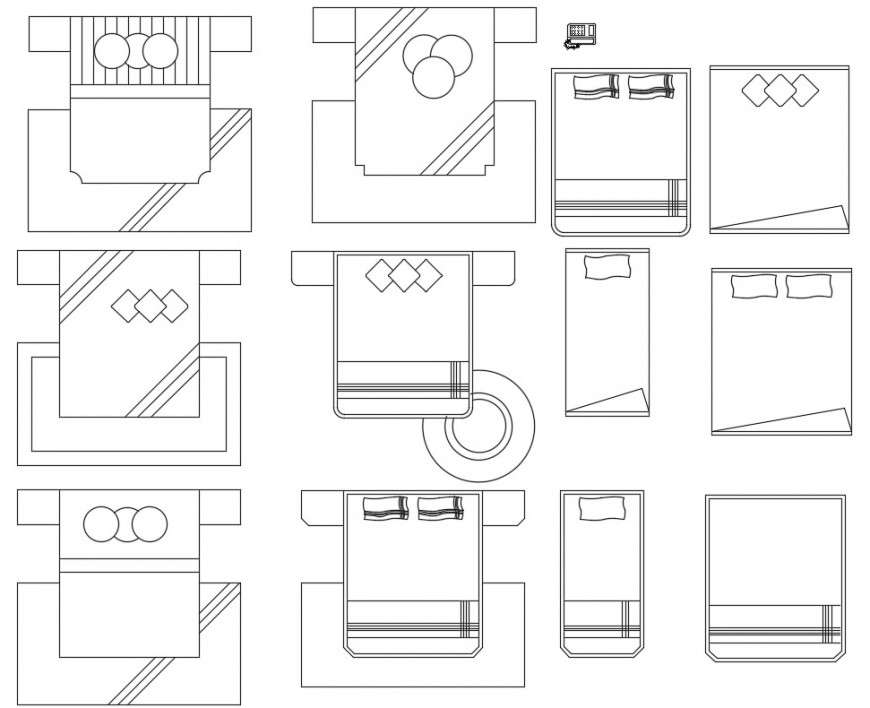 sleeping bed blocks dwg file - Cadbull