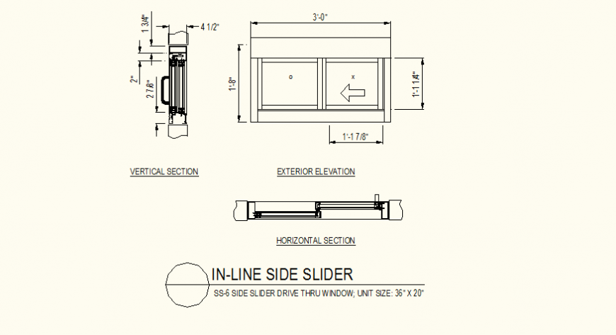 Slider Drive Through Small Window Detail Plan Layout File Cadbull