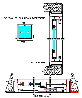 sliding window detail section design drawing - Cadbull