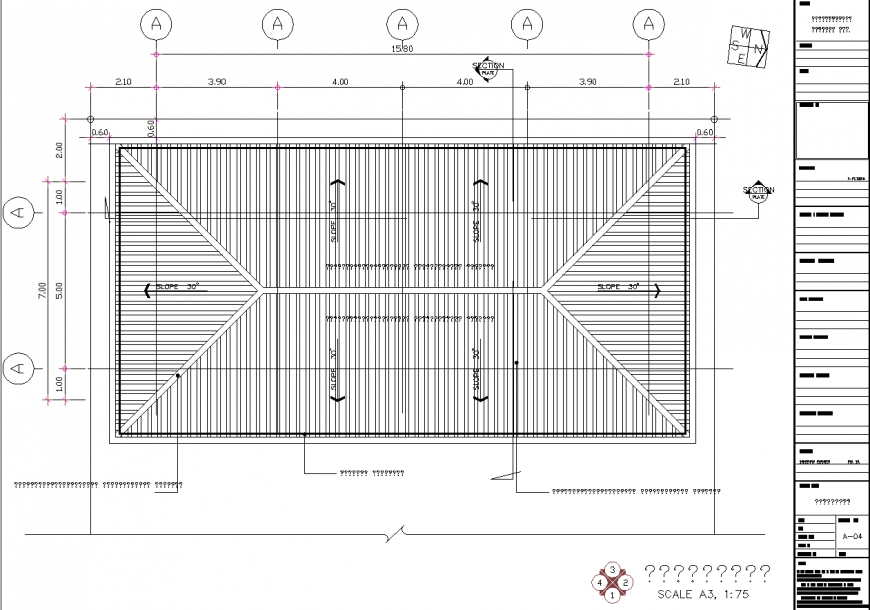 Sloping roof roof plan detail drawing in dwg file. Cadbull