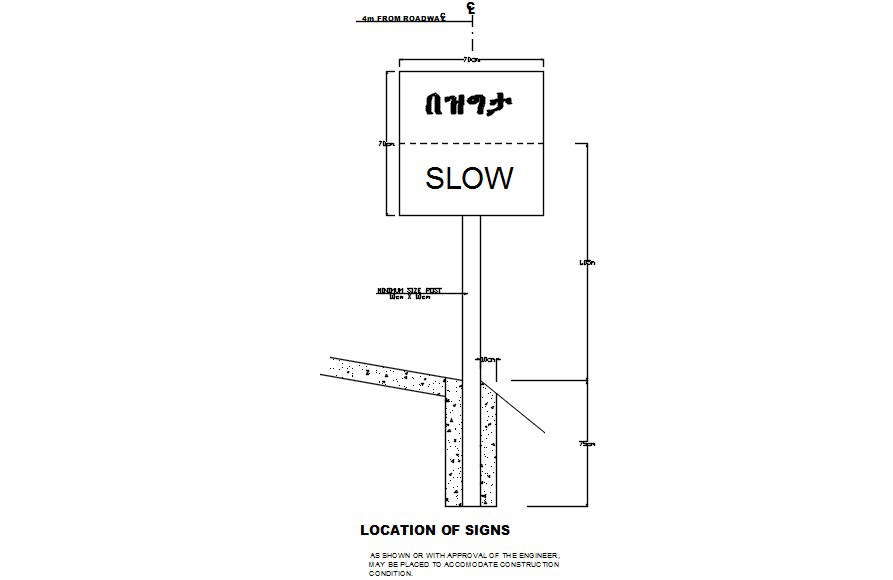 Slow Sign Board Details In AutoCAD Dwg File Cadbull