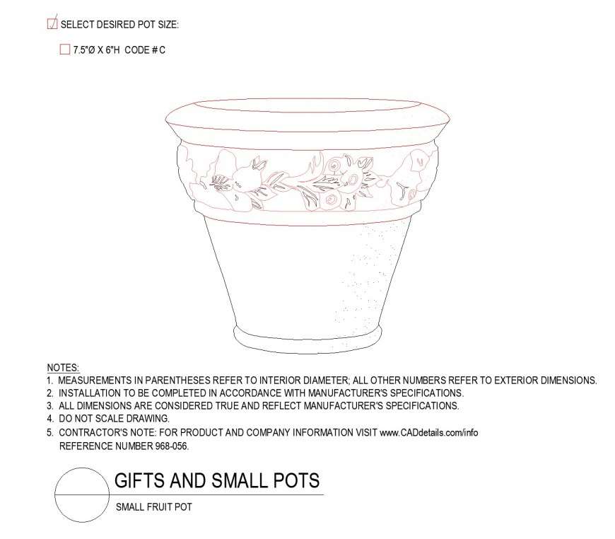 Small fruit pot plan dwg file - Cadbull