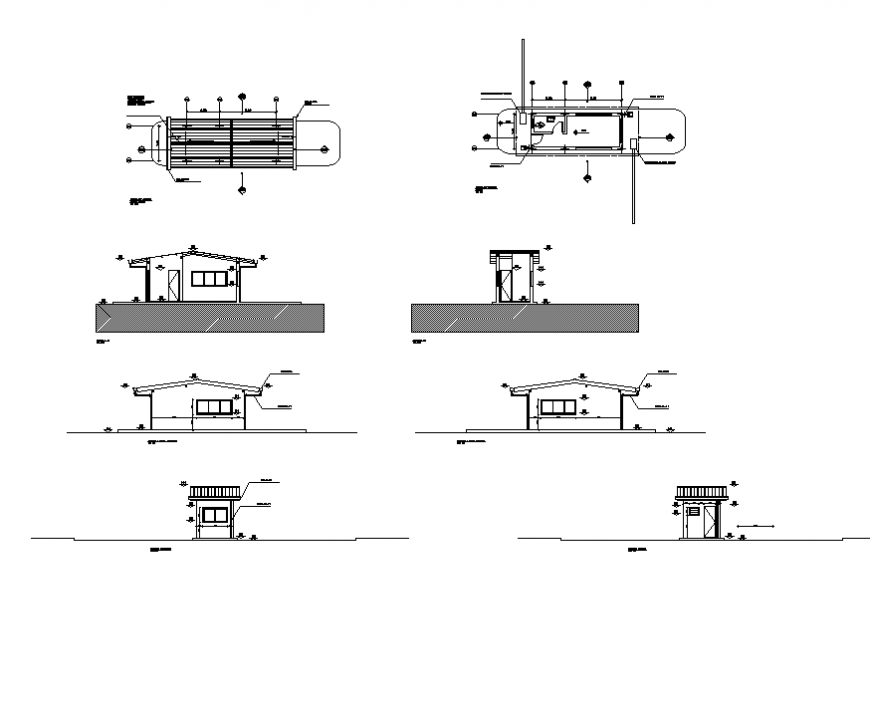 Small Housing One BHK Building Detail Elevation And Plan View Autocad 