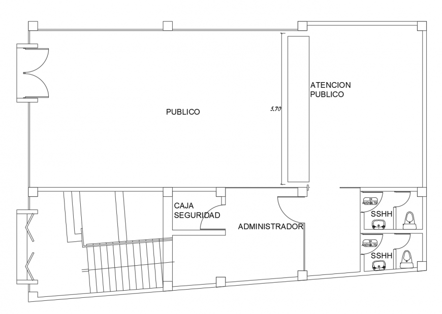 Small Office Architecture Layout Plan With Sanitary Cad Drawing Details Dwg File Cadbull Office desktop elevation dwg file, here there is 2d detailing of office desk, drawer details and chair details in auto cad format. small office architecture layout plan