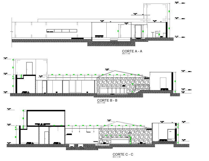 Spa Trujillo section plan layout file - Cadbull